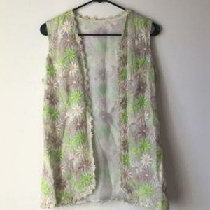 Green and Tan Lacy Vest